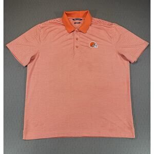 Cutter & Buck Cleveland Browns Polo Mens XL Orange White Stripe Tailored Fit